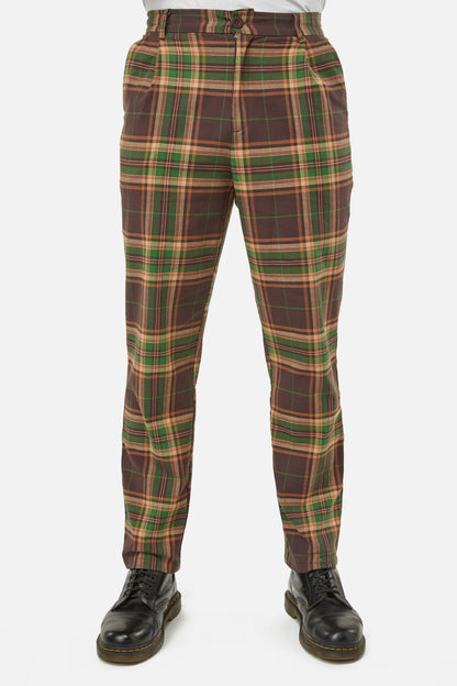 Dangerfield - Triassic Tartan Straight Leg Pants - brown