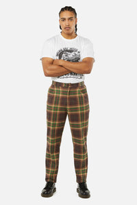 Dangerfield - Triassic Tartan Straight Leg Pants - brown