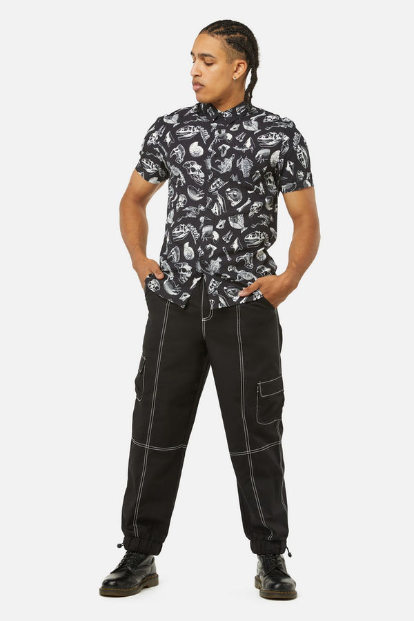 Dangerfield - Body Fossils Printed Short Sleeve Shirt - black