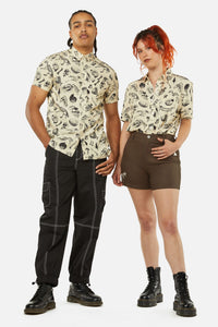 Dangerfield - Body Fossils Printed Short Sleeve Shirt - cream