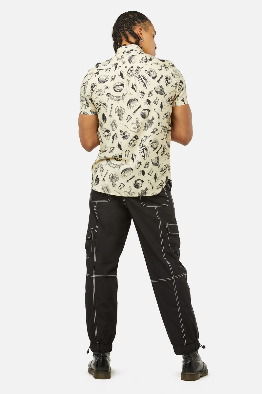 Dangerfield - Body Fossils Printed Short Sleeve Shirt - cream