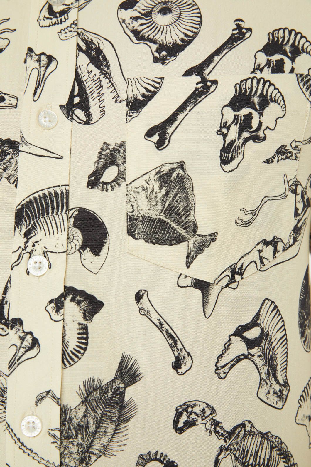 Dangerfield - Body Fossils Printed Short Sleeve Shirt - cream