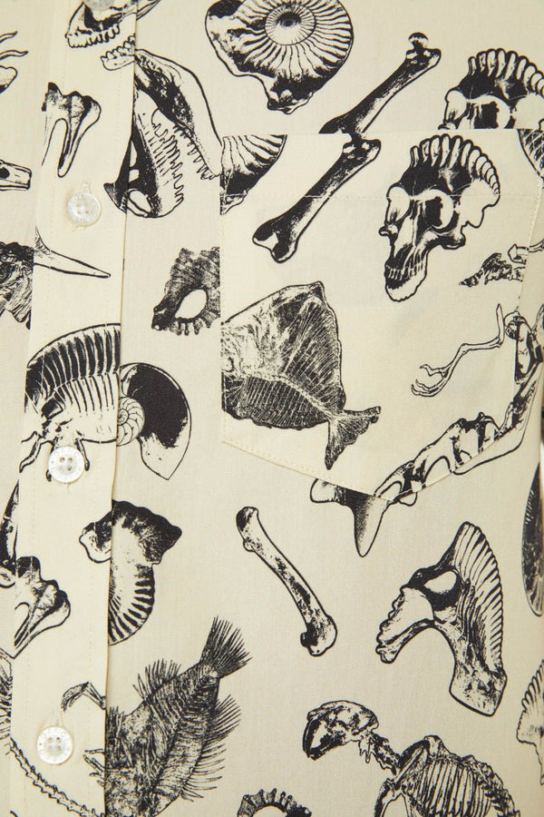 Dangerfield - Body Fossils Printed Short Sleeve Shirt - cream