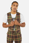 Dangerfield - Triassic Tartan Pocket Vest - brown