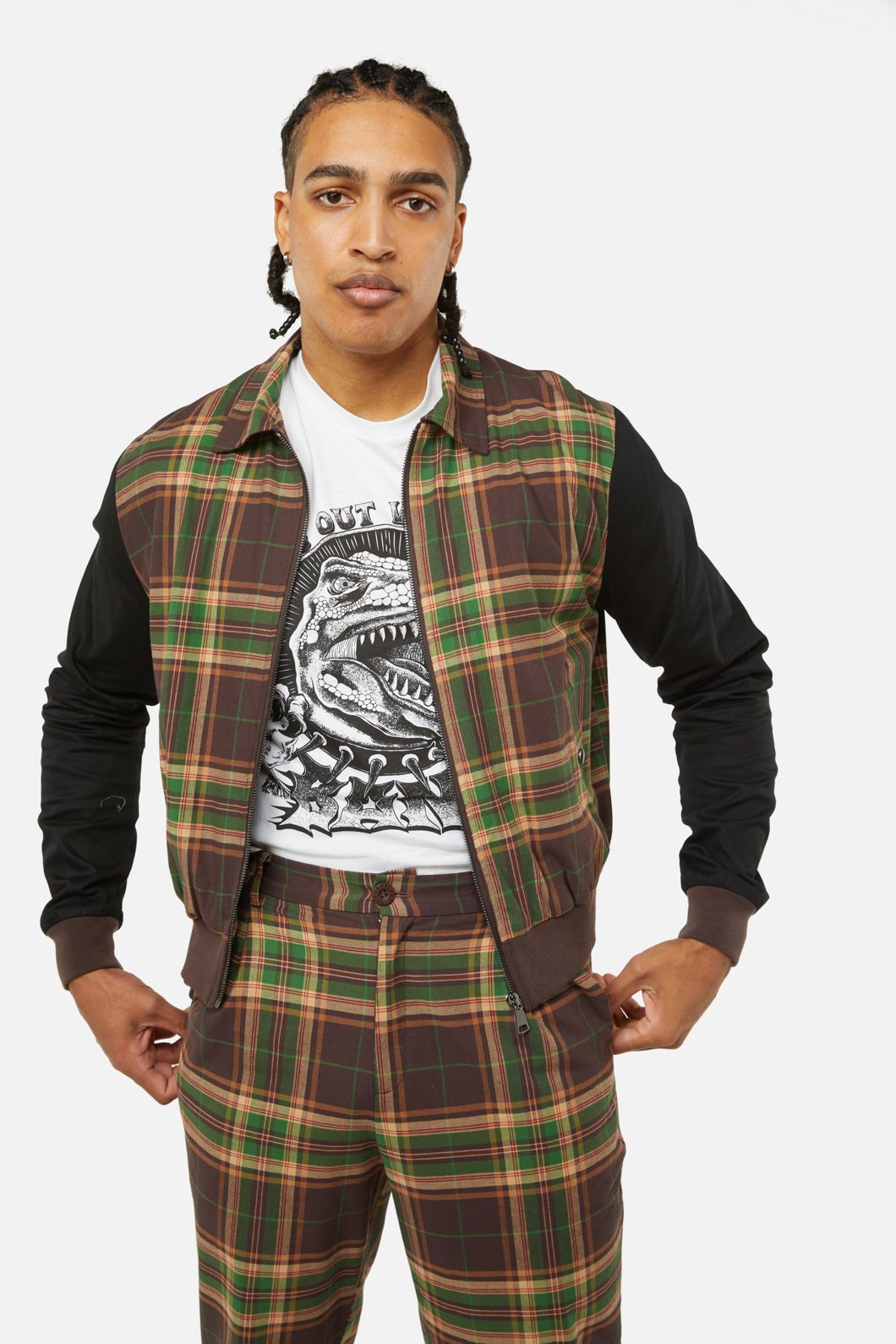 Dangerfield - Triassic Tartan Contrast Jacket - brown