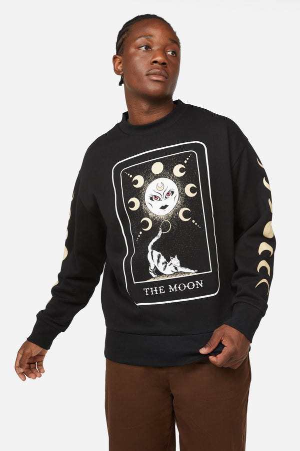 Dangerfield - The Moon Print Long Sleeve Jumper - black