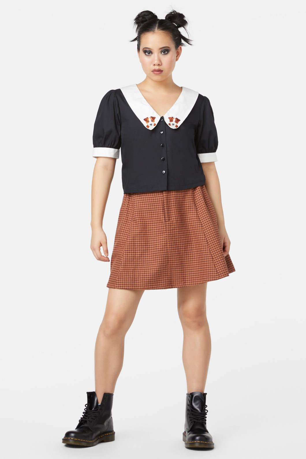 Dangerfield - Puppy Embroidery Blouse - black