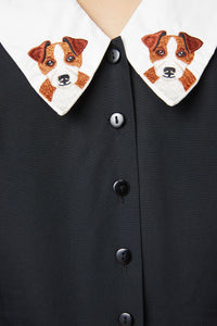Dangerfield - Puppy Embroidery Blouse - black