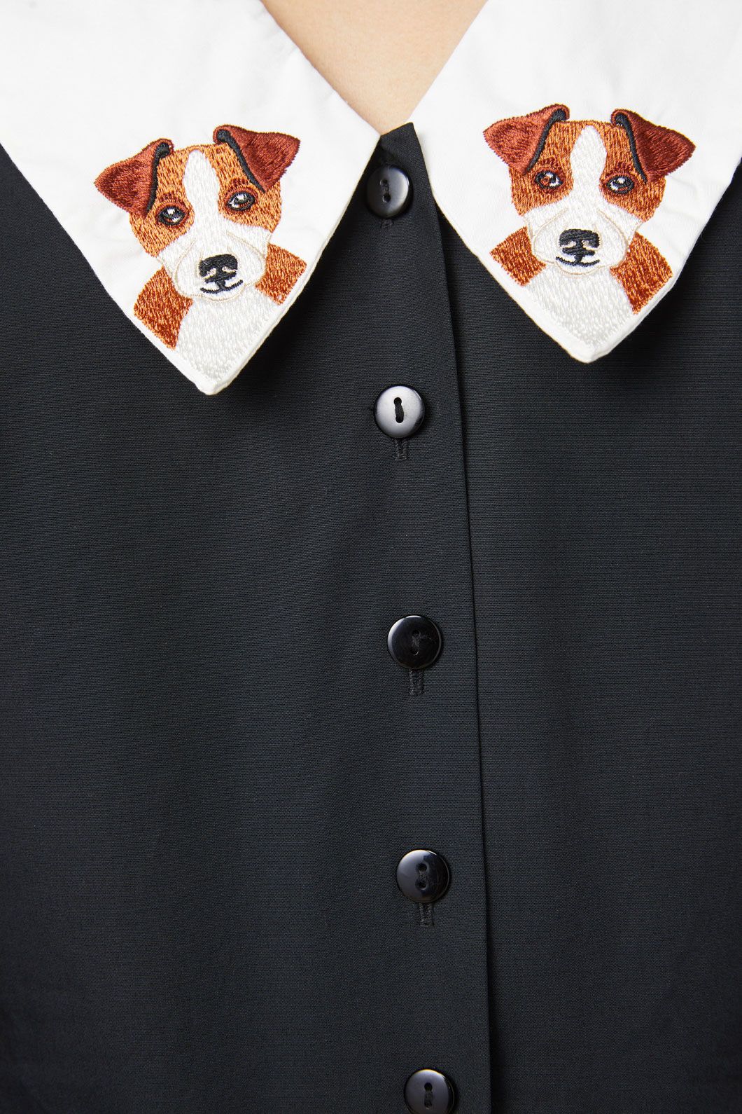 Dangerfield - Puppy Embroidery Blouse - black