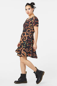 Dangerfield - Serpent Print Cotton Dress - black