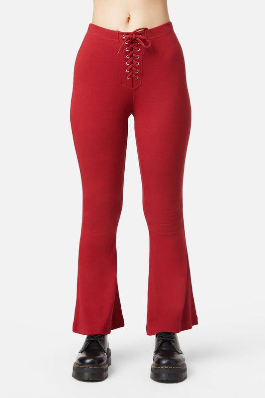 Dangerfield - 90S Lacing Flare Rib Pant - red