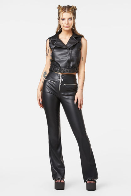 Dangerfield - Punk Eyelet PU Belted Vest - black