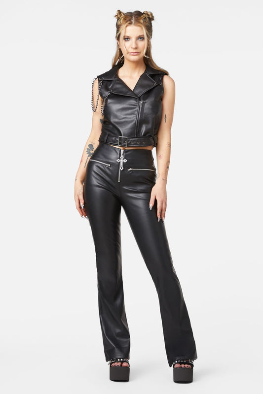 Dangerfield - Punk Eyelet PU Belted Vest - black