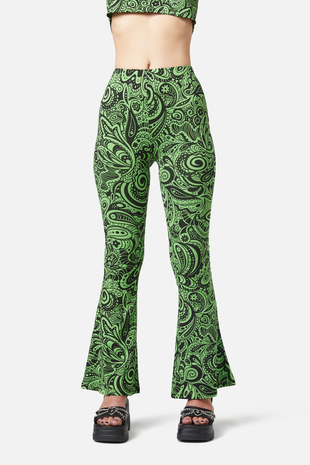 Dangerfield - Acid Paisley Jersey Flares - green-black