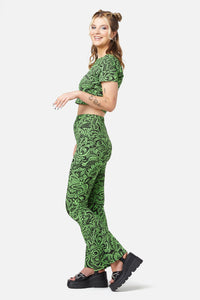 Dangerfield - Acid Paisley Jersey Flares - green-black