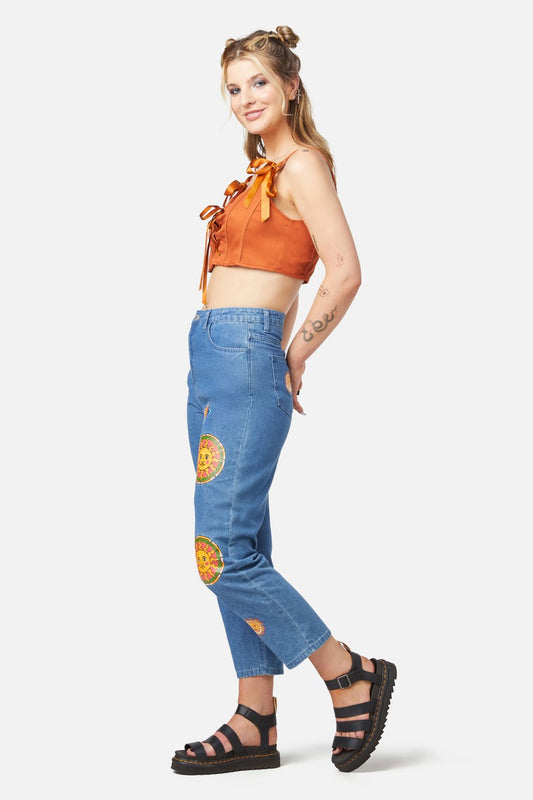Dangerfield - Denim Sun Print Jean - blue