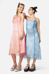 Dangerfield - Holographic Sheer Dress - orange