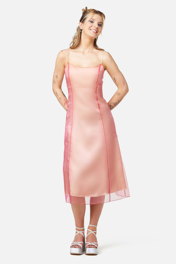 Dangerfield - Holographic Sheer Dress - orange