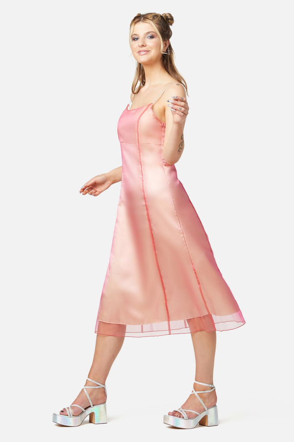 Dangerfield - Holographic Sheer Dress - orange