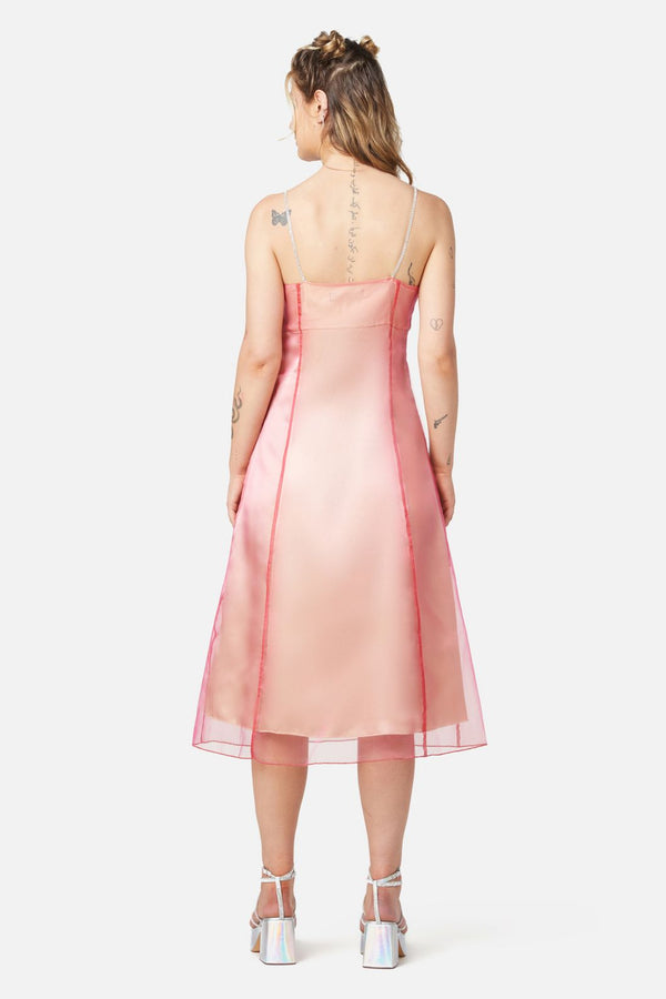 Dangerfield - Holographic Sheer Dress - orange