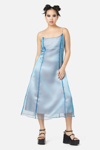 Dangerfield - Holographic Sheer Dress - purple-blue