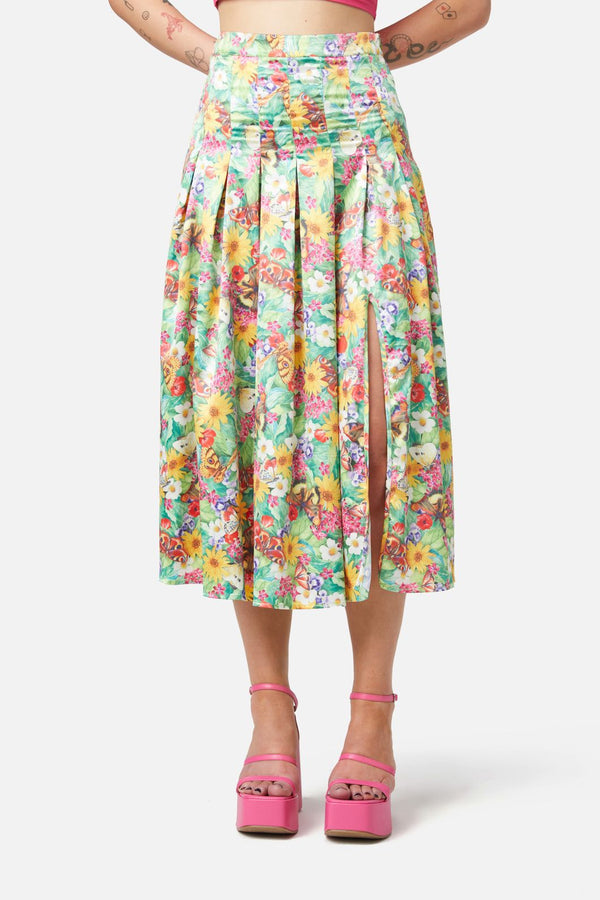 Dangerfield - Glade Satin Midi Skirt - green