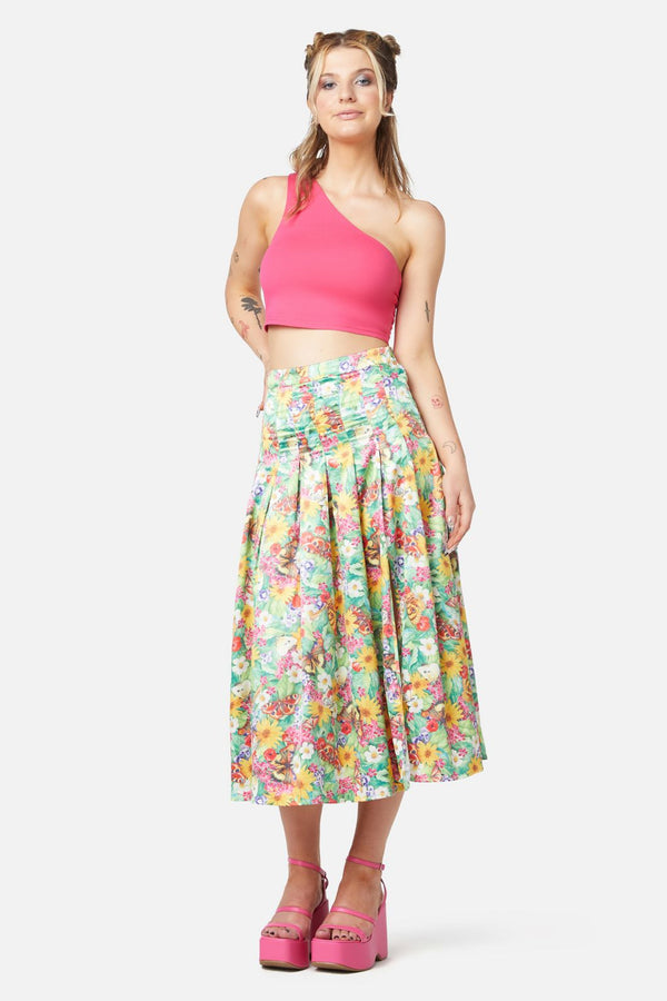 Dangerfield - Glade Satin Midi Skirt - green