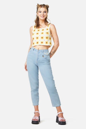 Dangerfield - Sunflower Crochet Top - black