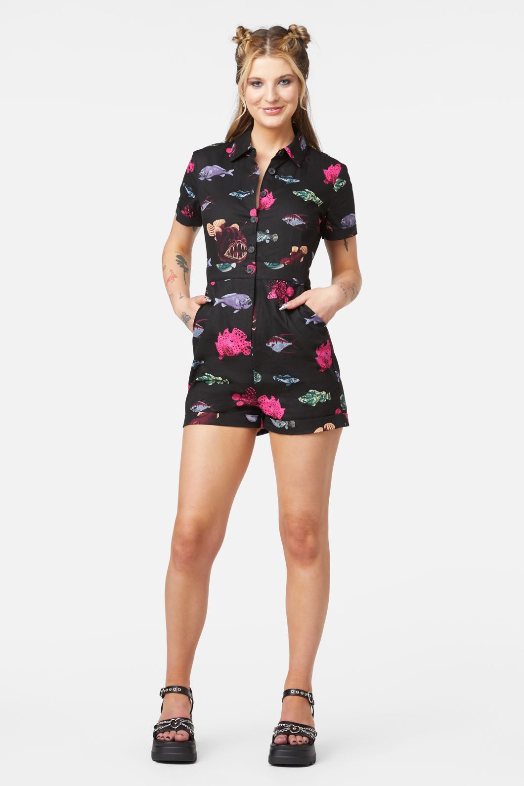Dangerfield - Deep Sea Playsuit - black