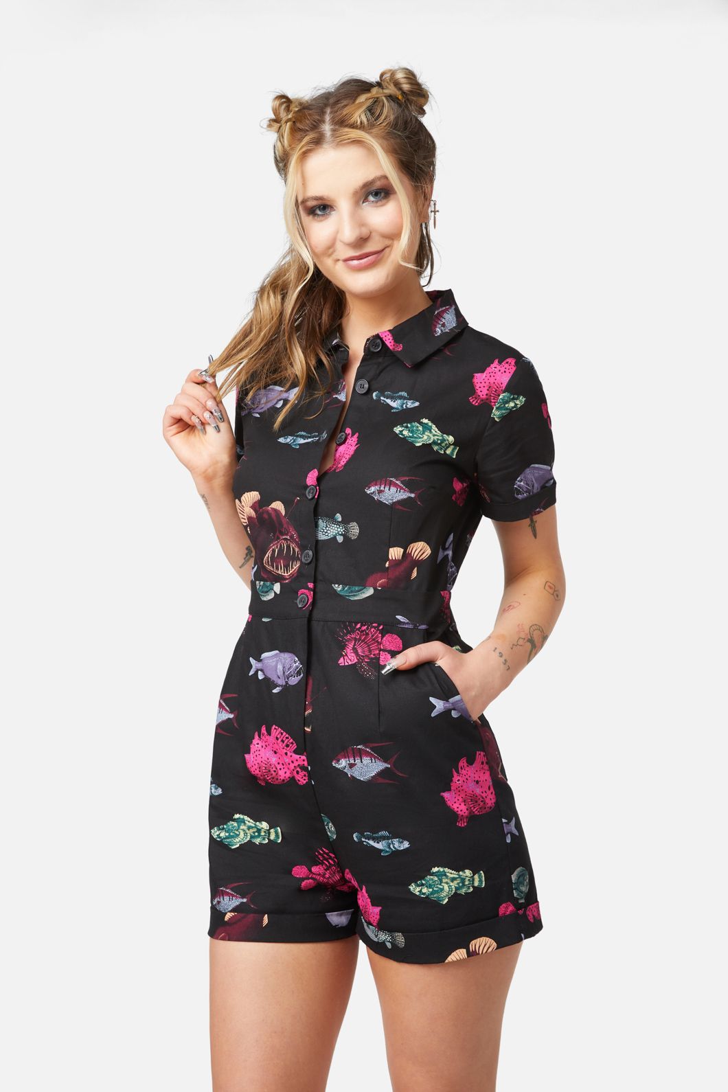 Dangerfield - Deep Sea Playsuit - black