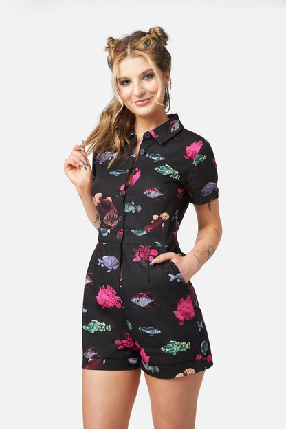 Dangerfield - Deep Sea Playsuit - black