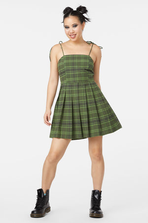 Dangerfield - Meadow Tartan Dress - olive