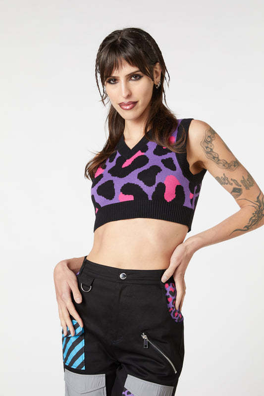 Dangerfield - Major Meow Cropped Knit - multi