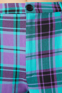Dangerfield - Grinning Tartan Pants - purple-teal