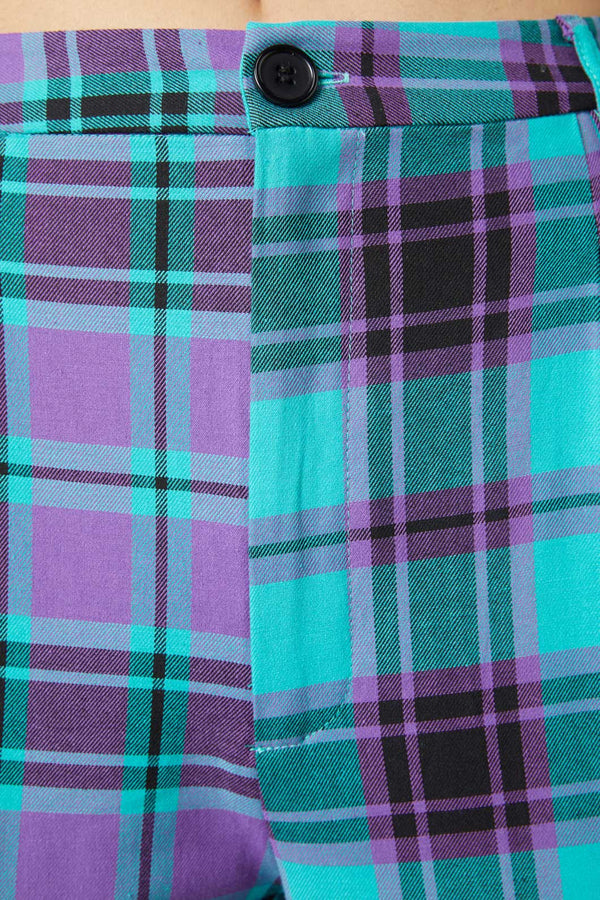 Dangerfield - Grinning Tartan Pants - purple-teal
