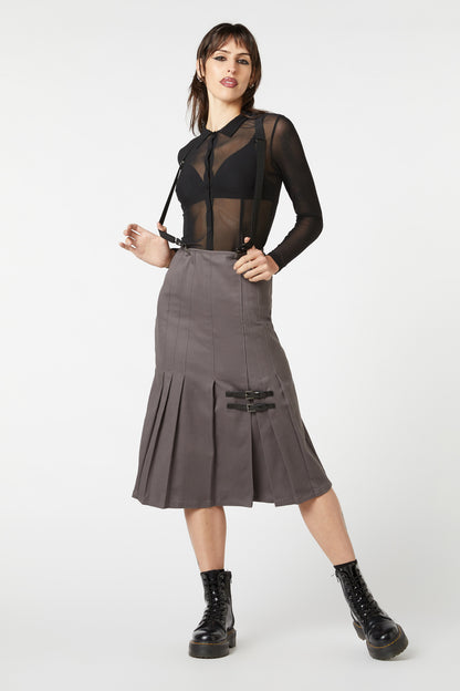 Dangerfield - Time & Date Pleated Skirt - charcoal
