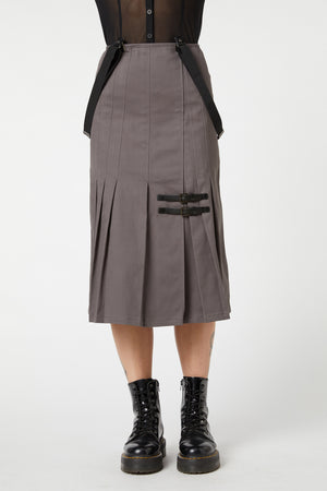 Dangerfield - Time & Date Pleated Skirt - charcoal