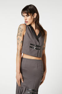 Dangerfield - Time & Date Shawl Vest - charcoal