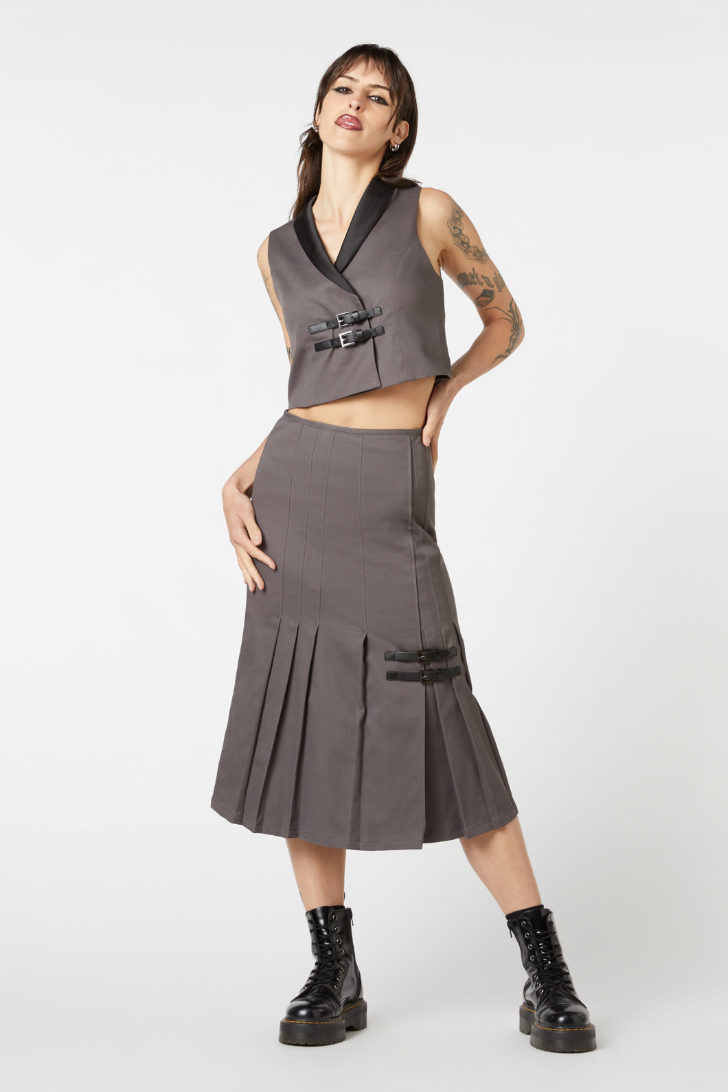 Dangerfield - Time & Date Shawl Vest - charcoal