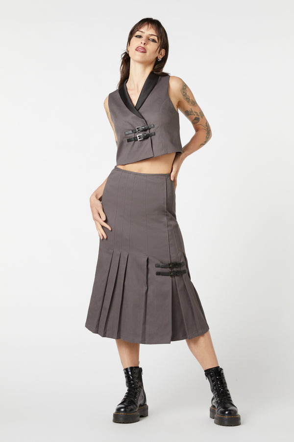 Dangerfield - Time & Date Shawl Vest - charcoal