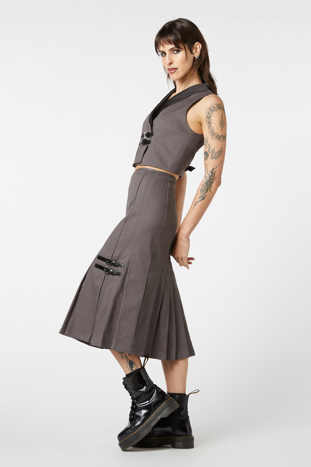 Dangerfield - Time & Date Shawl Vest - charcoal