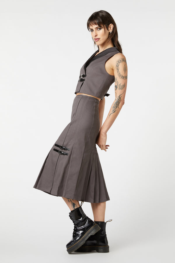 Dangerfield - Time & Date Shawl Vest - charcoal