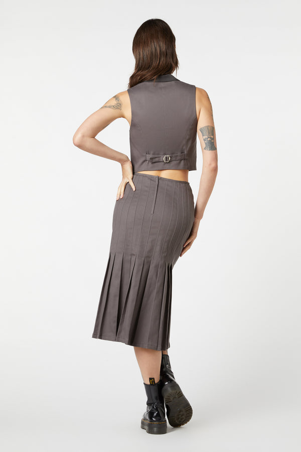 Dangerfield - Time & Date Shawl Vest - charcoal