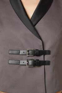 Dangerfield - Time & Date Shawl Vest - charcoal