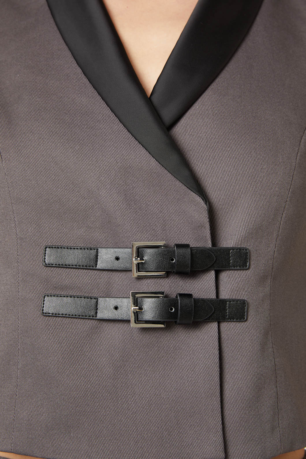 Dangerfield - Time & Date Shawl Vest - charcoal