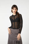 Dangerfield - Mesh Collared Blouse - black