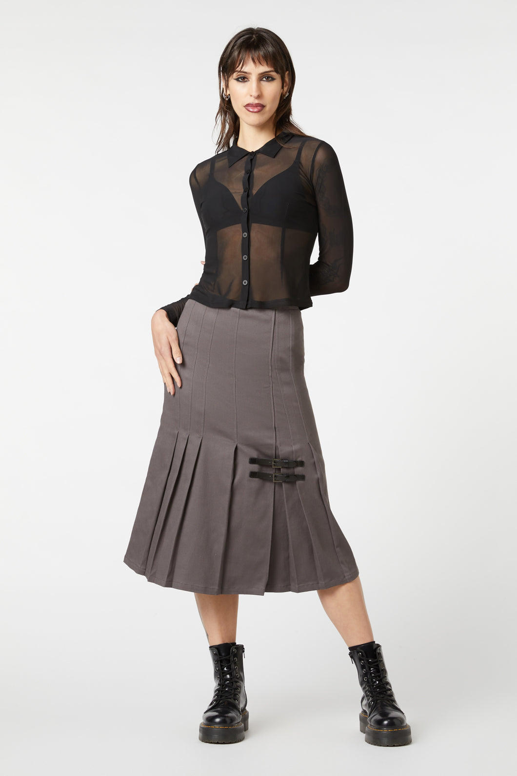 Dangerfield - Mesh Collared Blouse - black