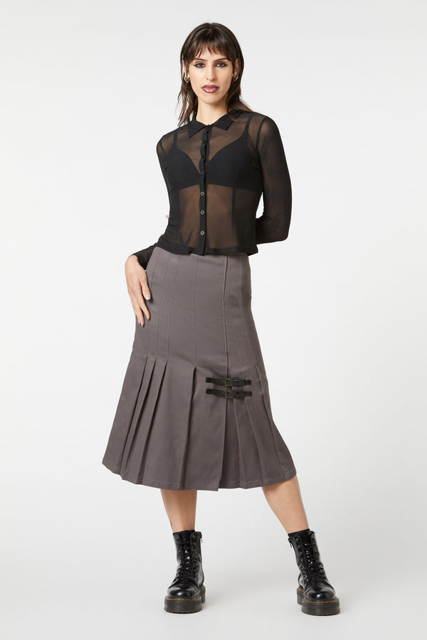 Dangerfield - Mesh Collared Blouse - black