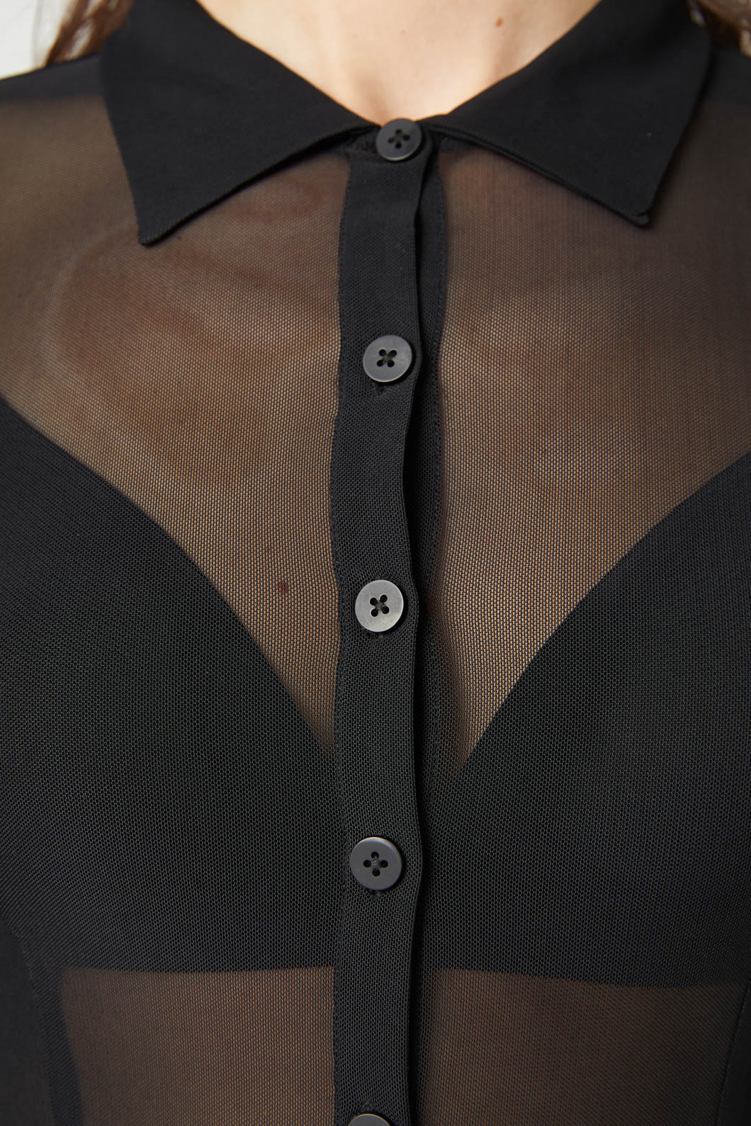 Dangerfield - Mesh Collared Blouse - black