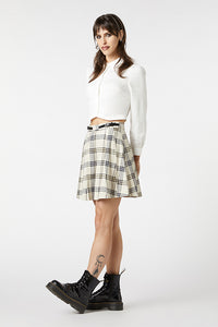 Dangerfield - Crescent Tartan Pleated Skirt - beige